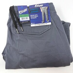 Plugg Mens Large Stretch Jogger Pants Blue Dark Grey P735431 NEW